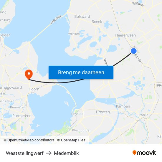 Weststellingwerf to Medemblik map