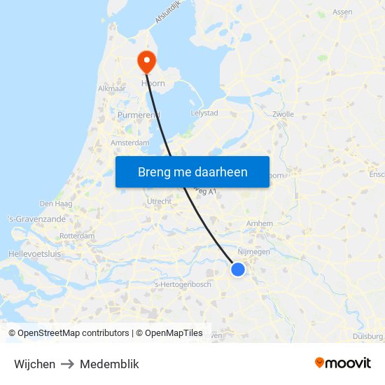 Wijchen to Medemblik map