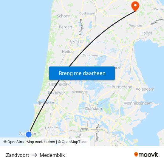 Zandvoort to Medemblik map