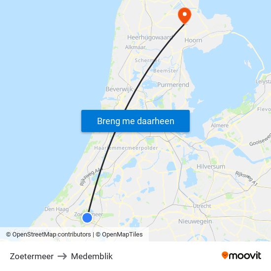 Zoetermeer to Medemblik map