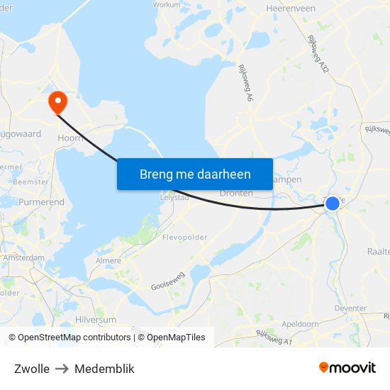 Zwolle to Medemblik map