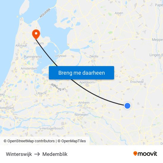 Winterswijk to Medemblik map