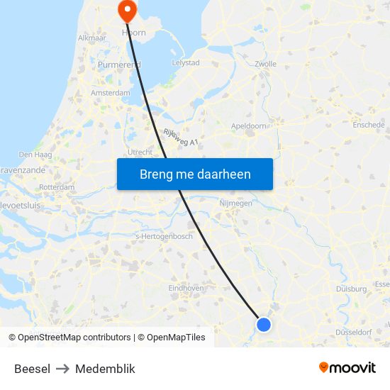 Beesel to Medemblik map