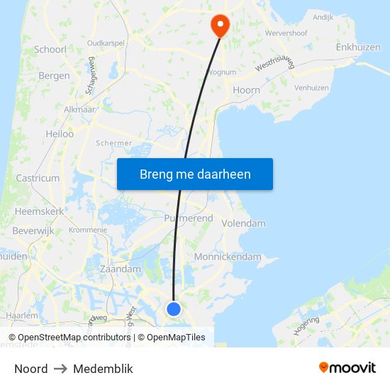 Noord to Medemblik map