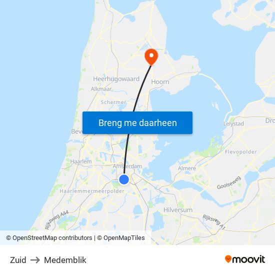 Zuid to Medemblik map