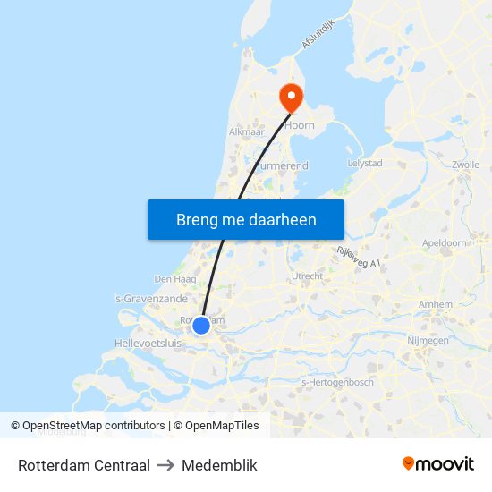 Rotterdam Centraal to Medemblik map