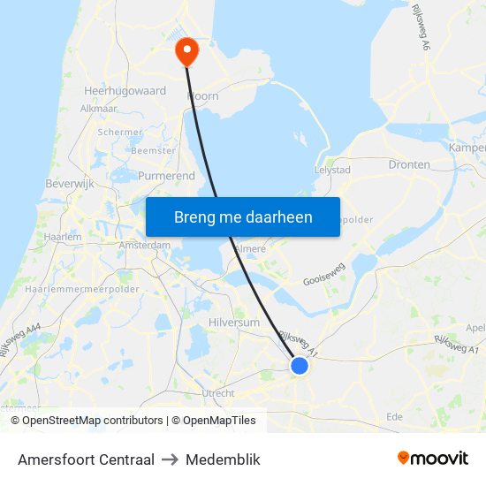 Amersfoort Centraal to Medemblik map