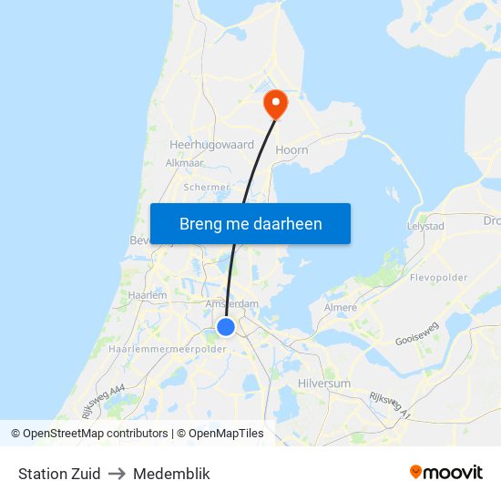 Station Zuid to Medemblik map