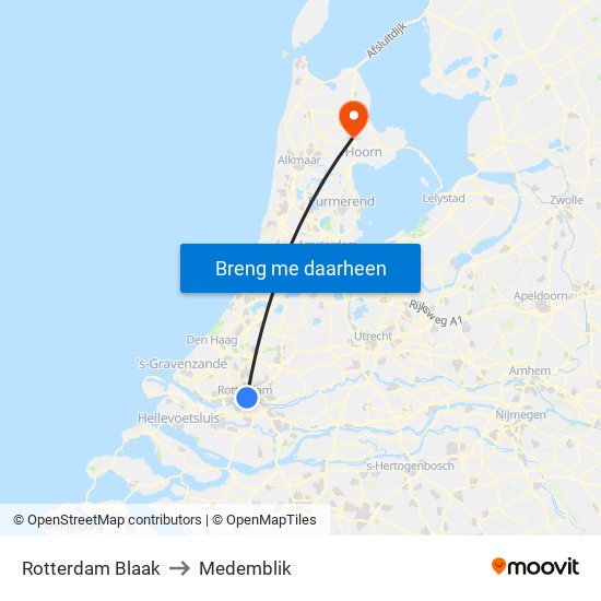 Rotterdam Blaak to Medemblik map