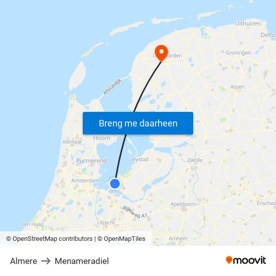 Almere to Menameradiel map