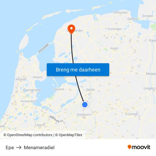 Epe to Menameradiel map