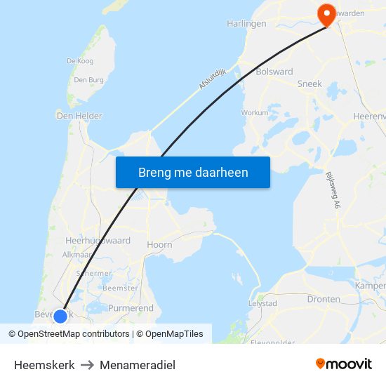Heemskerk to Menameradiel map