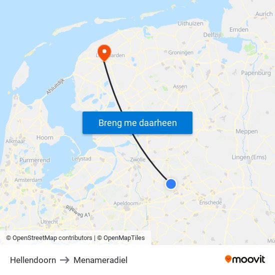 Hellendoorn to Menameradiel map