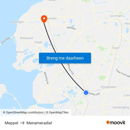 Meppel to Menameradiel map