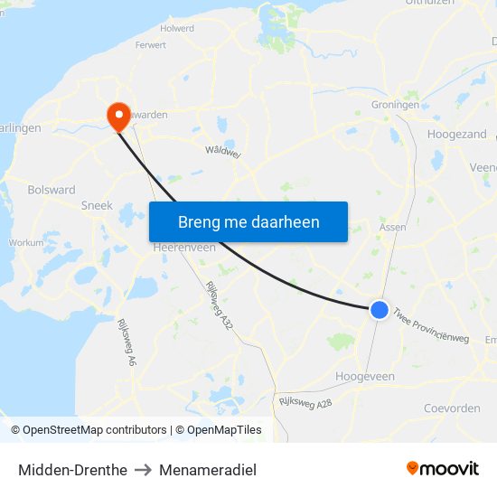 Midden-Drenthe to Menameradiel map