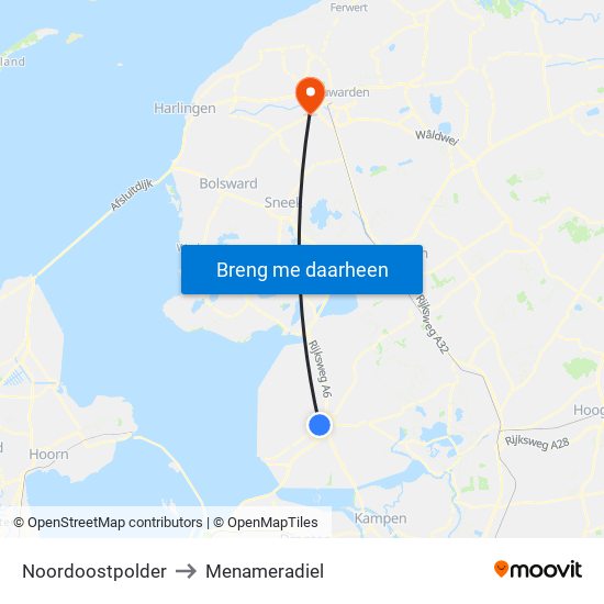 Noordoostpolder to Menameradiel map