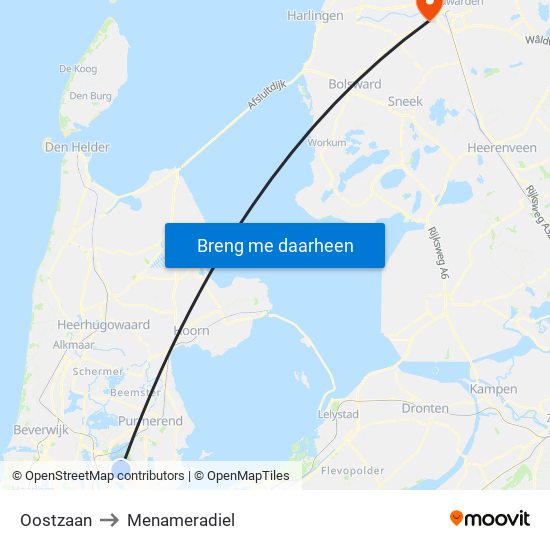 Oostzaan to Menameradiel map