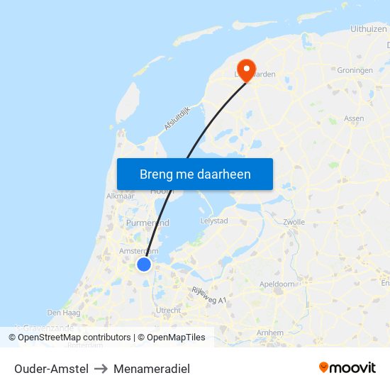 Ouder-Amstel to Menameradiel map