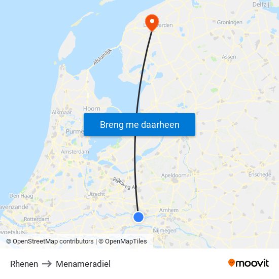 Rhenen to Menameradiel map