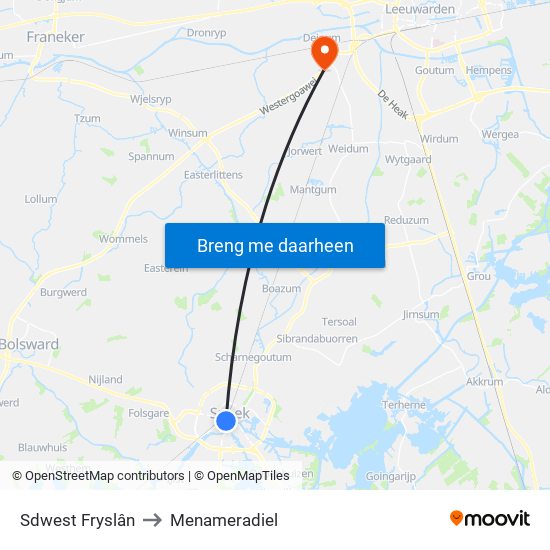 Sdwest Fryslân to Menameradiel map