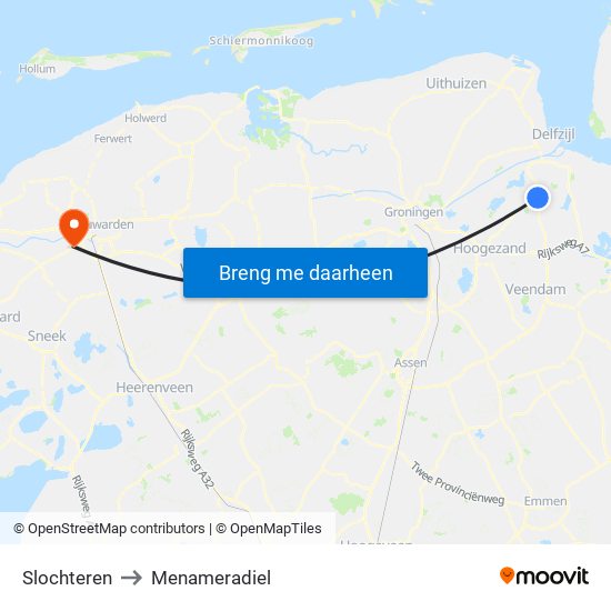 Slochteren to Menameradiel map