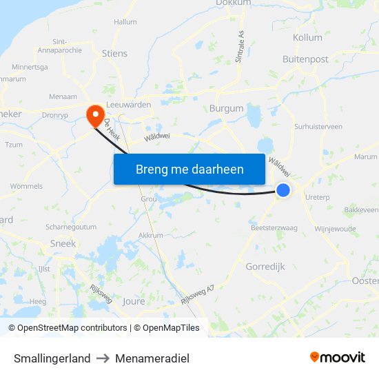 Smallingerland to Menameradiel map