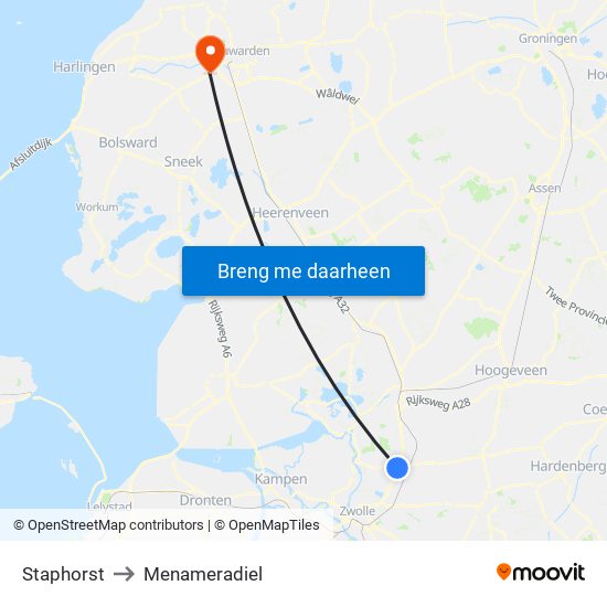 Staphorst to Menameradiel map