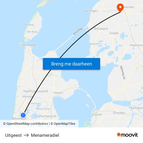 Uitgeest to Menameradiel map