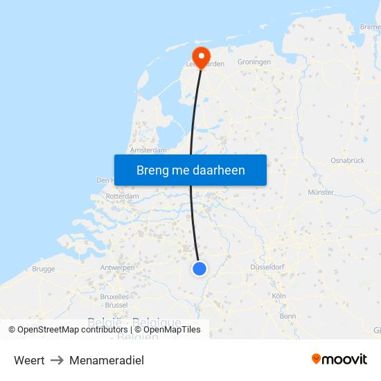 Weert to Menameradiel map