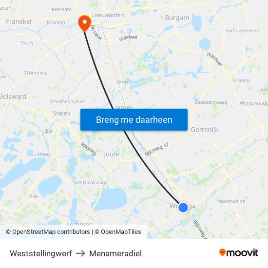 Weststellingwerf to Menameradiel map