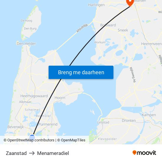 Zaanstad to Menameradiel map