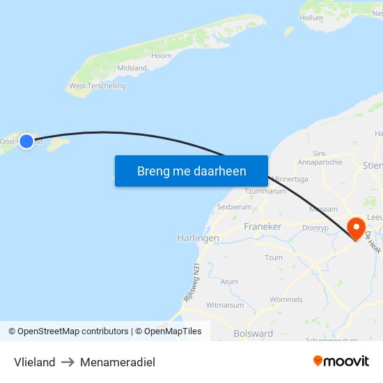 Vlieland to Menameradiel map