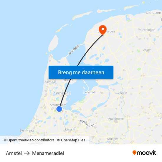 Amstel to Menameradiel map