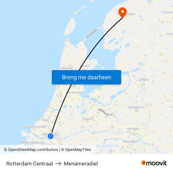 Rotterdam Centraal to Menameradiel map