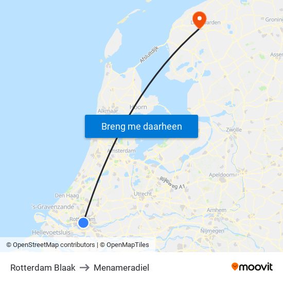 Rotterdam Blaak to Menameradiel map