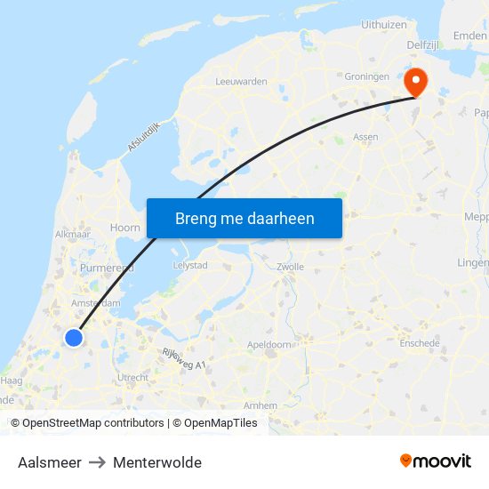 Aalsmeer to Menterwolde map