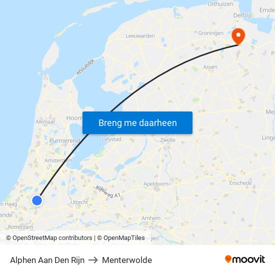 Alphen Aan Den Rijn to Menterwolde map