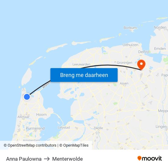 Anna Paulowna to Menterwolde map