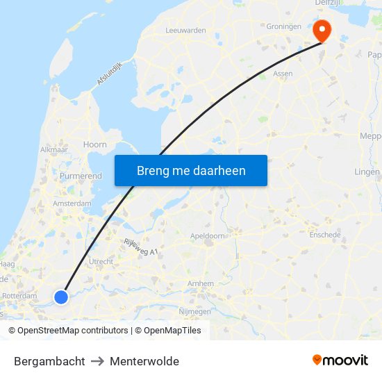 Bergambacht to Menterwolde map