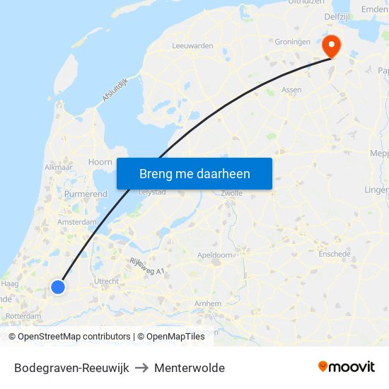 Bodegraven-Reeuwijk to Menterwolde map