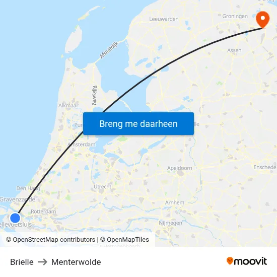 Brielle to Menterwolde map