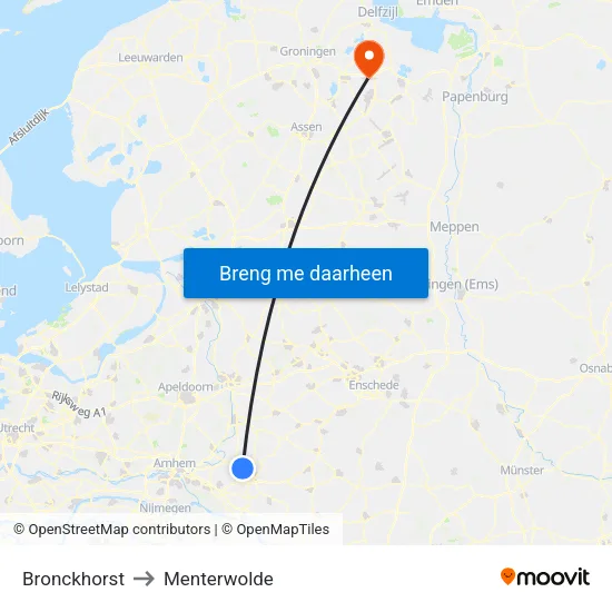 Bronckhorst to Menterwolde map