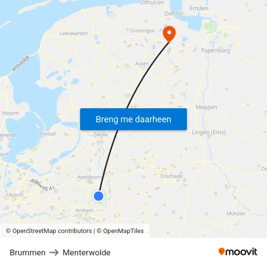 Brummen to Menterwolde map