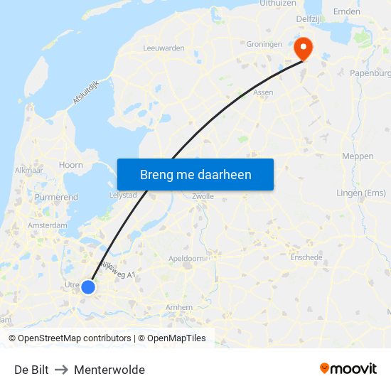 De Bilt to Menterwolde map