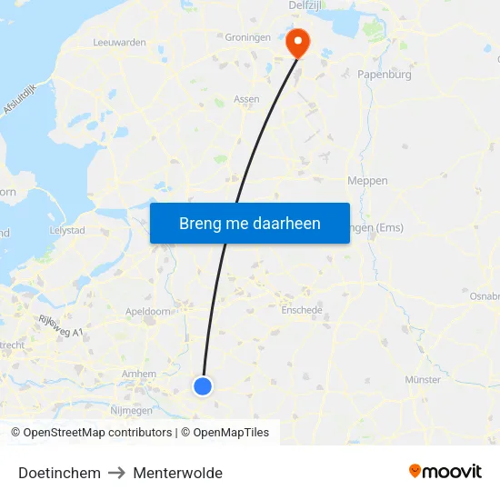 Doetinchem to Menterwolde map