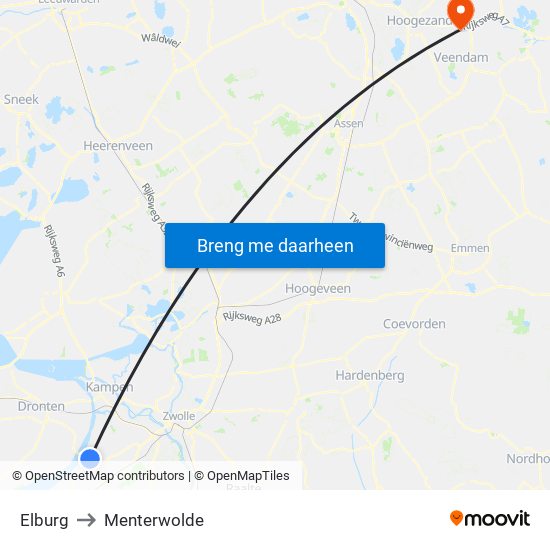 Elburg to Menterwolde map