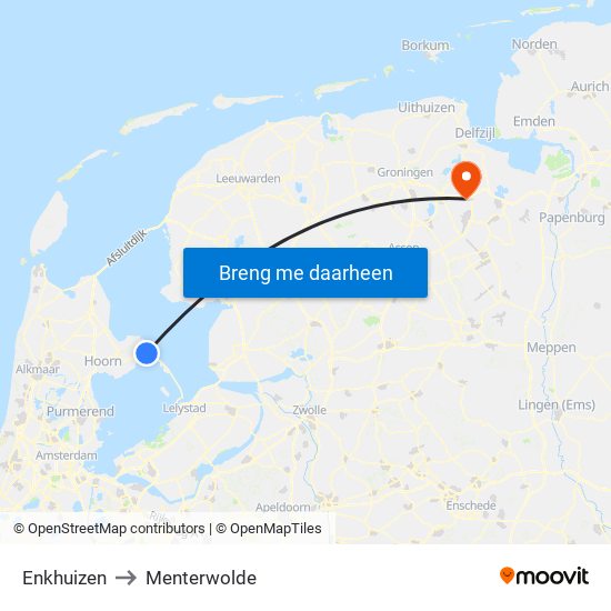 Enkhuizen to Menterwolde map