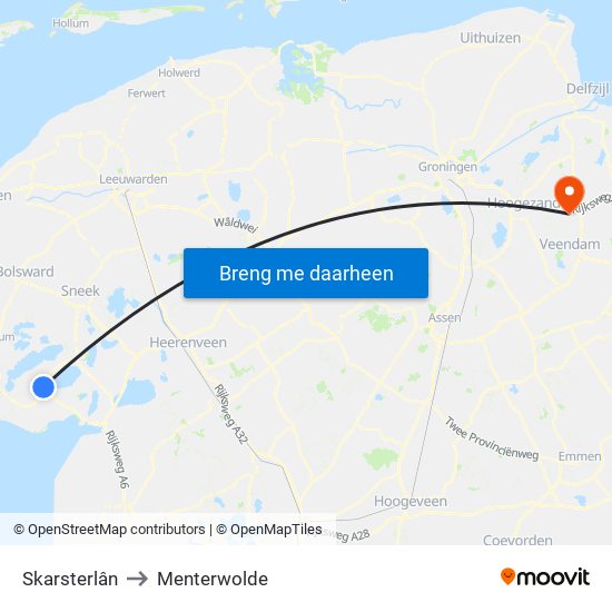 Skarsterlân to Menterwolde map