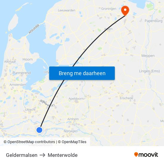 Geldermalsen to Menterwolde map