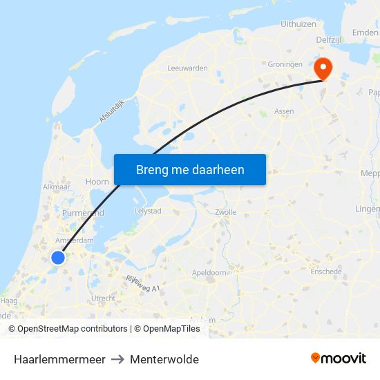 Haarlemmermeer to Menterwolde map